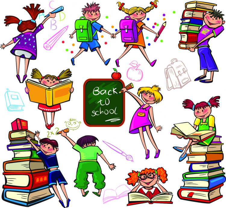 free vector Cute colorful cartoon boys and girls 01 vector image